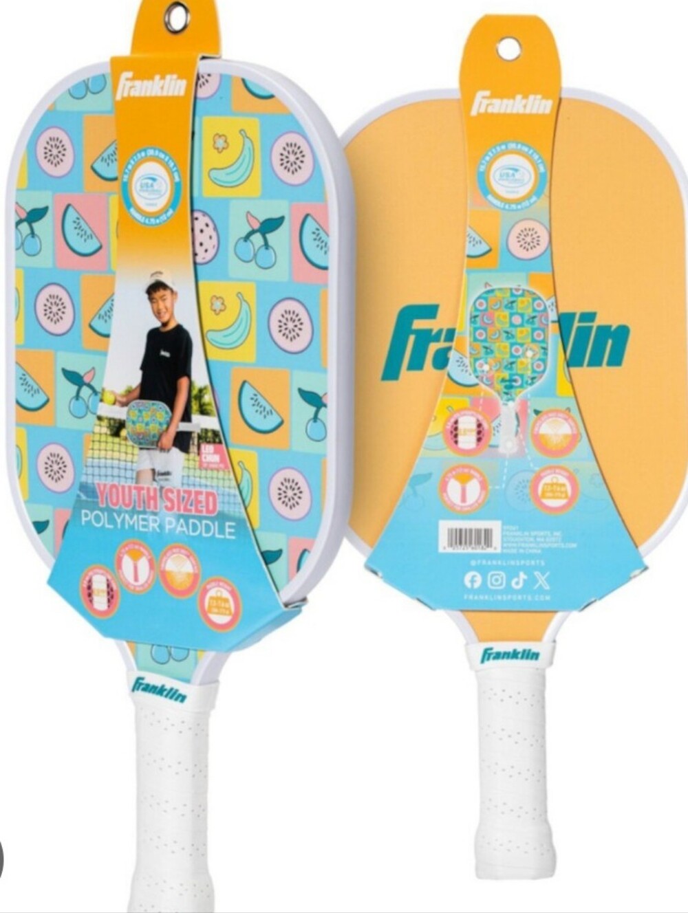 Franklin Youth Polymer Paddle - Yellow & Multi Fruit Print